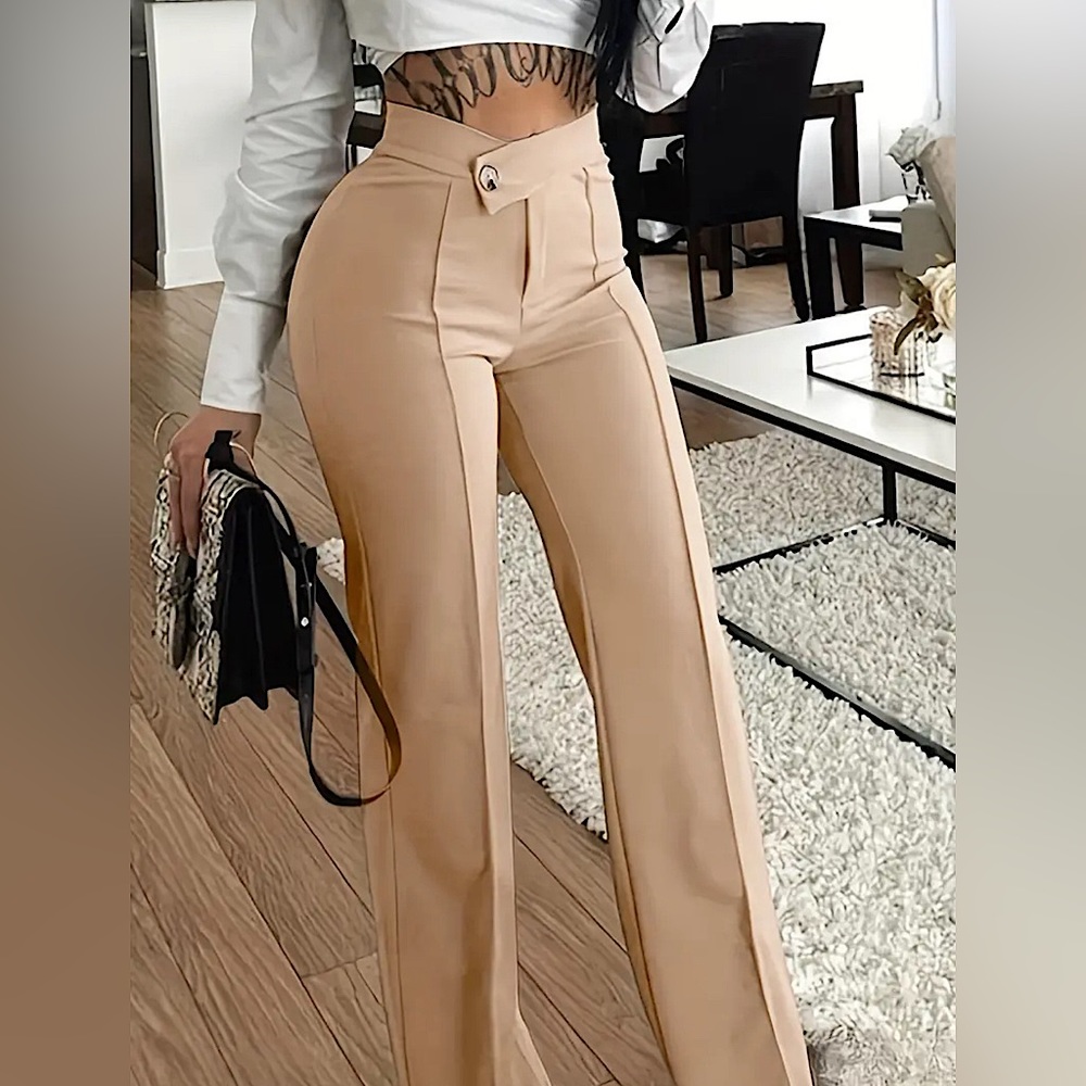 Elegant Tan Wide Leg Pants